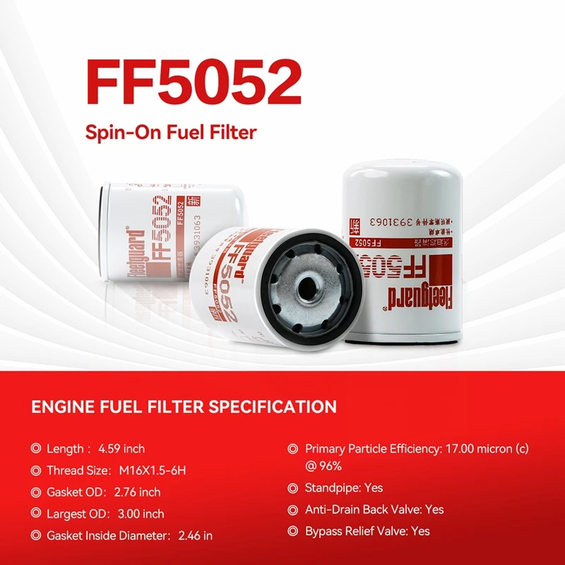 Filtro de combustible Fleetguard FF5052 compatible con Cummins B4.5, 4B3.9-G