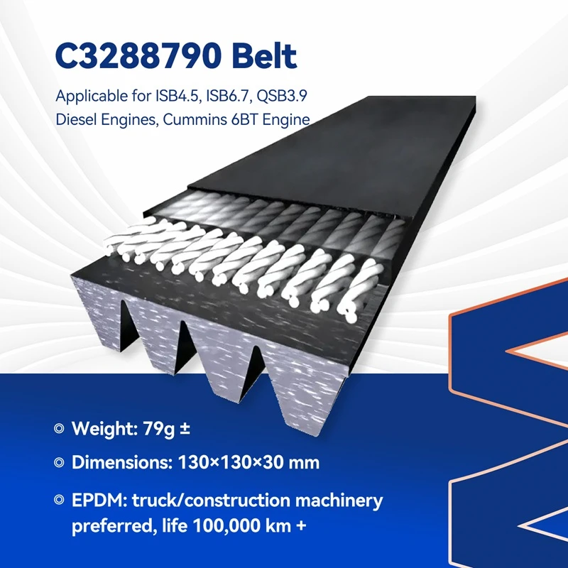 3288790 Correa acanalada en V Cummins compatible con Cummins 4B3.9-G1