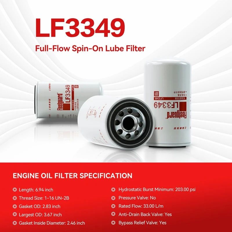 Filtro de aceite Fleetguard LF3349 para motores Cummins serie 6BT